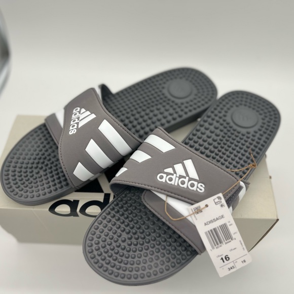 adidas Unisex-Adult Adissage Slides Sandal Sz 16 Gray